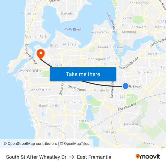 South St After Wheatley Dr to East Fremantle map