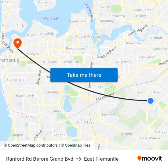 Ranford Rd Before Grand Bvd to East Fremantle map