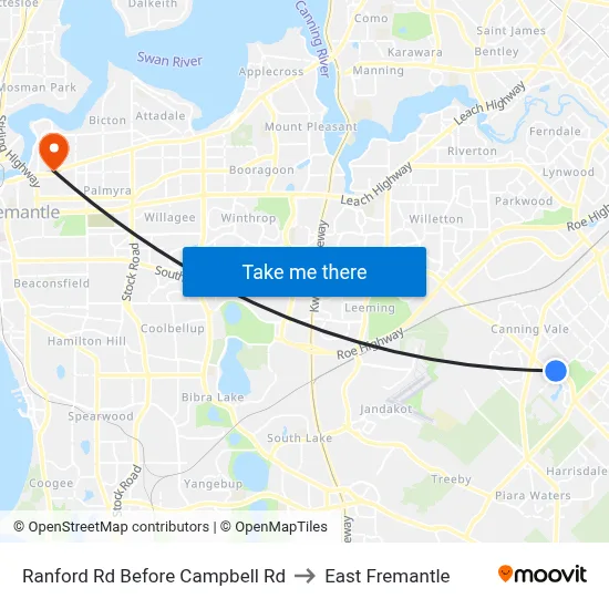 Ranford Rd Before Campbell Rd to East Fremantle map