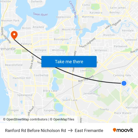 Ranford Rd Before Nicholson Rd to East Fremantle map
