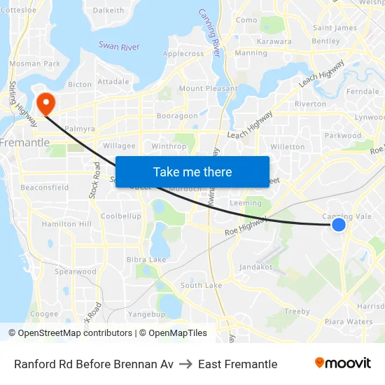 Ranford Rd Before Brennan Av to East Fremantle map