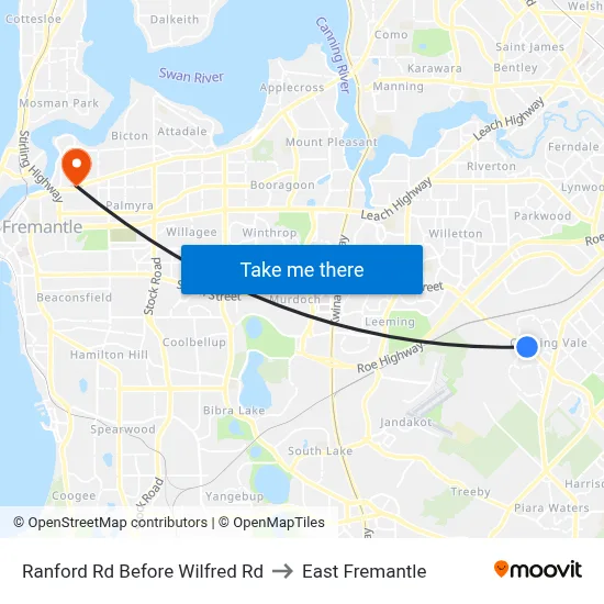 Ranford Rd Before Wilfred Rd to East Fremantle map