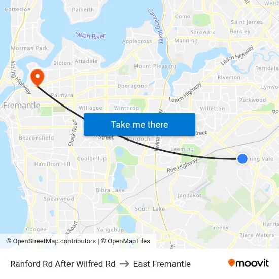 Ranford Rd After Wilfred Rd to East Fremantle map