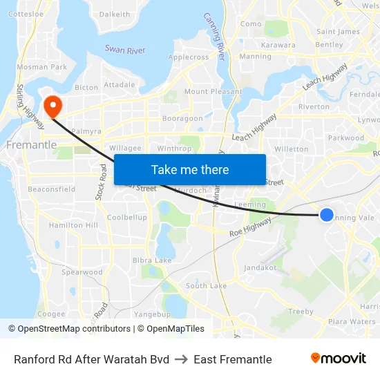 Ranford Rd After Waratah Bvd to East Fremantle map