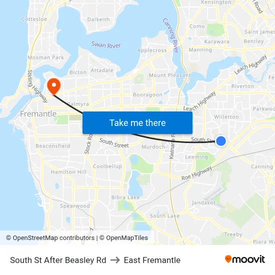 South St After Beasley Rd to East Fremantle map