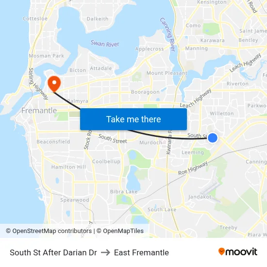 South St After Darian Dr to East Fremantle map