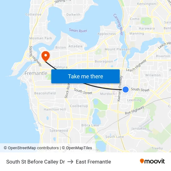 South St Before Calley Dr to East Fremantle map