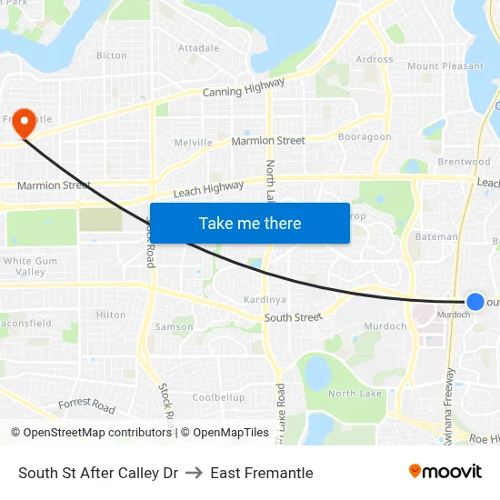 South St After Calley Dr to East Fremantle map