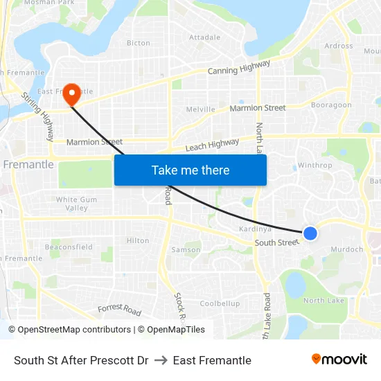 South St After Prescott Dr to East Fremantle map