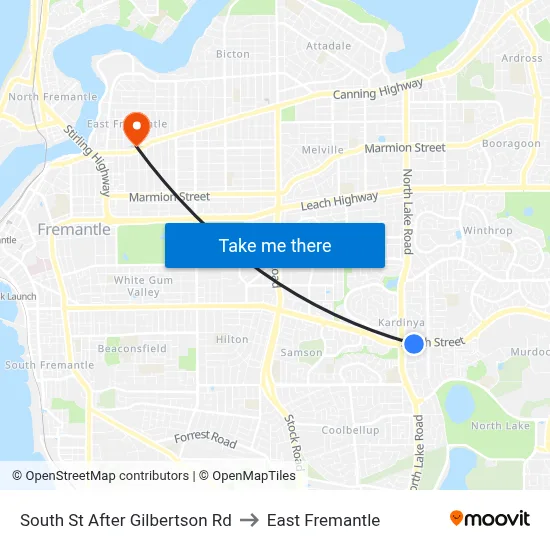 South St After Gilbertson Rd to East Fremantle map