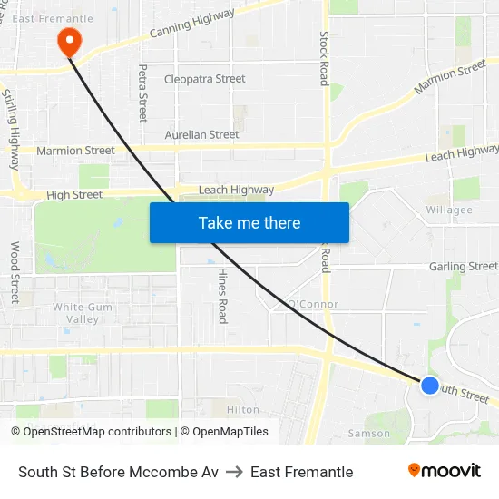 South St Before Mccombe Av to East Fremantle map