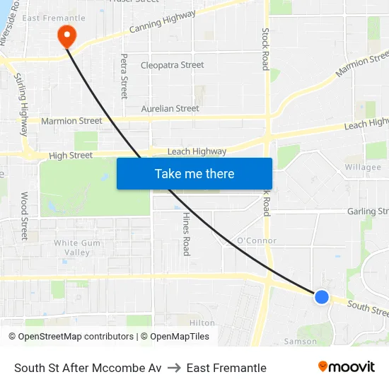 South St After Mccombe Av to East Fremantle map