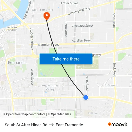 South St After Hines Rd to East Fremantle map