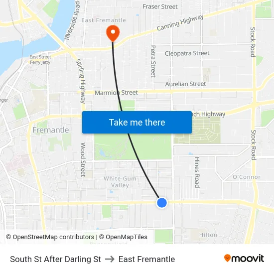 South St After Darling St to East Fremantle map