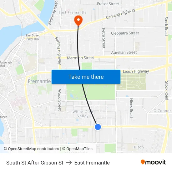 South St After Gibson St to East Fremantle map