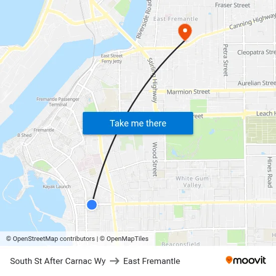 South St After Carnac Wy to East Fremantle map