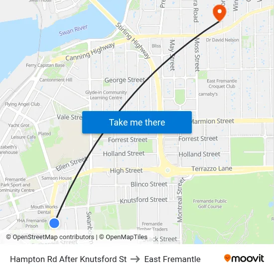 Hampton Rd After Knutsford St to East Fremantle map