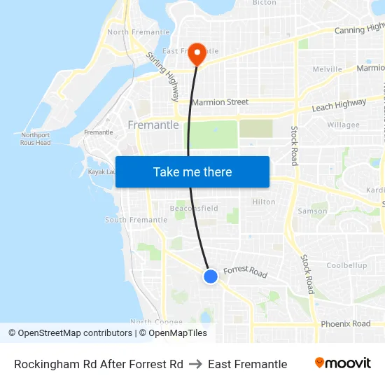Rockingham Rd After Forrest Rd to East Fremantle map