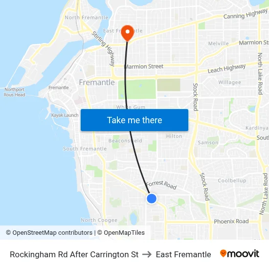 Rockingham Rd After Carrington St to East Fremantle map