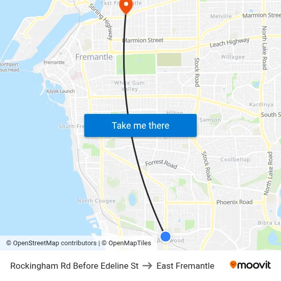 Rockingham Rd Before Edeline St to East Fremantle map