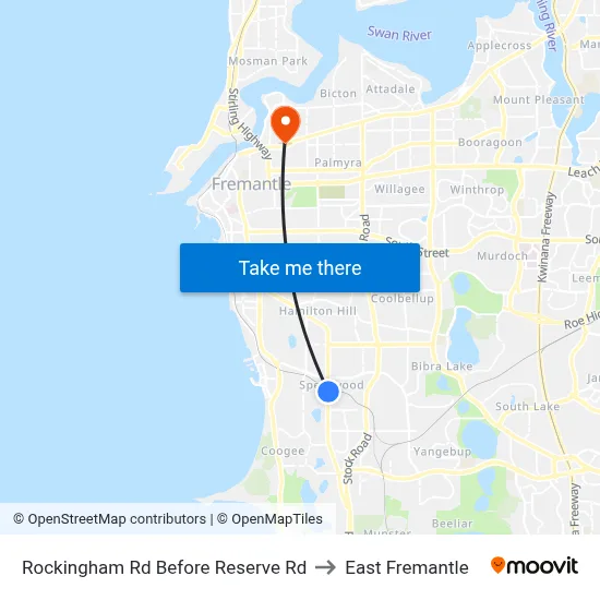 Rockingham Rd Before Reserve Rd to East Fremantle map