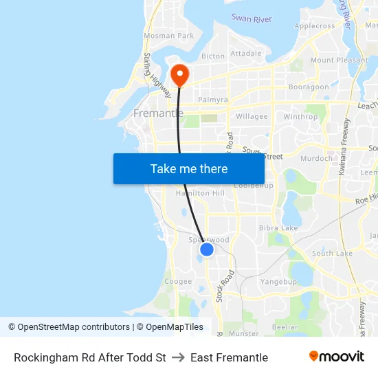 Rockingham Rd After Todd St to East Fremantle map