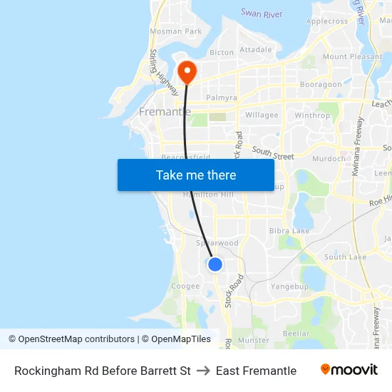 Rockingham Rd Before Barrett St to East Fremantle map