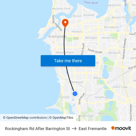 Rockingham Rd After Barrington St to East Fremantle map