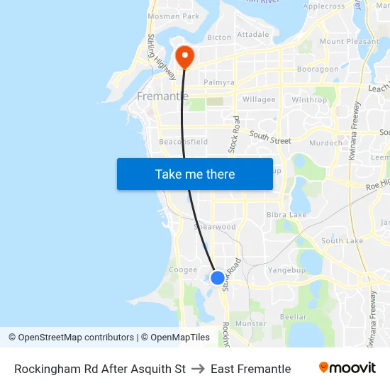 Rockingham Rd After Asquith St to East Fremantle map