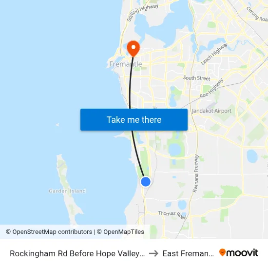 Rockingham Rd Before Hope Valley Rd to East Fremantle map