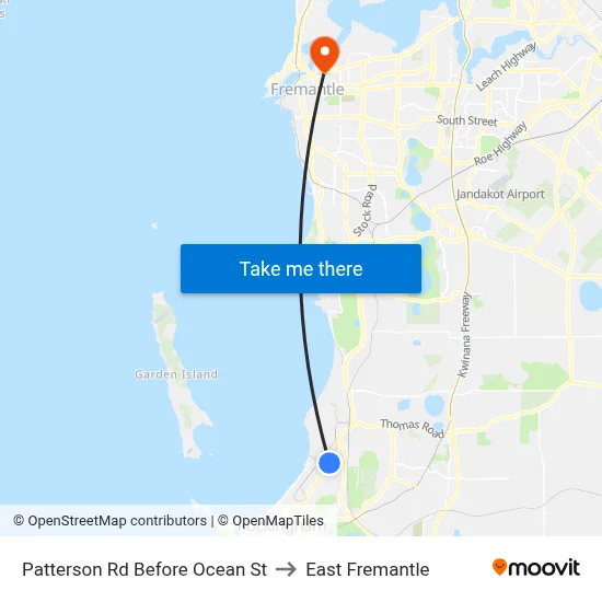 Patterson Rd Before Ocean St to East Fremantle map