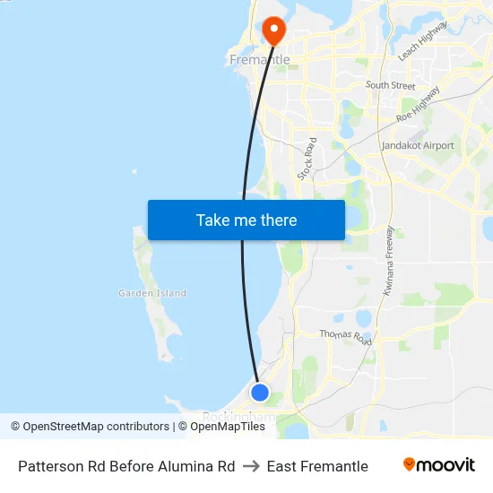 Patterson Rd Before Alumina Rd to East Fremantle map