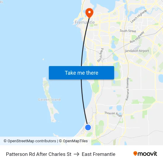 Patterson Rd After Charles St to East Fremantle map
