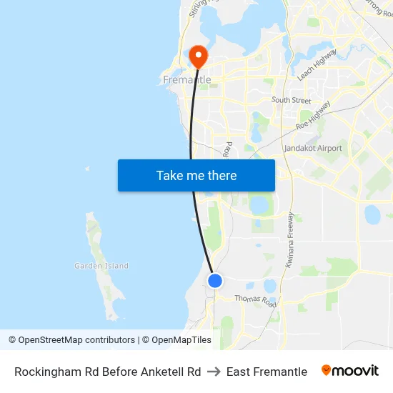 Rockingham Rd Before Anketell Rd to East Fremantle map