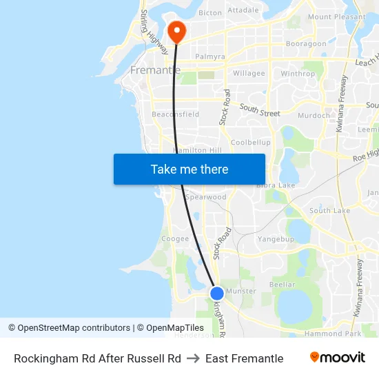 Rockingham Rd After Russell Rd to East Fremantle map