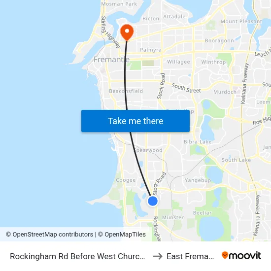 Rockingham Rd Before West Churchill Av to East Fremantle map