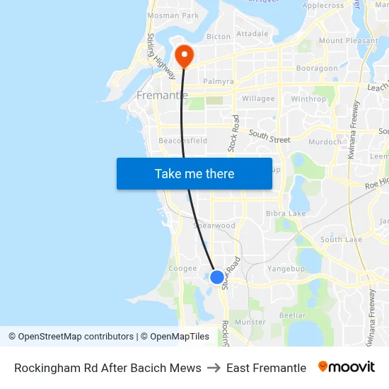 Rockingham Rd After Bacich Mews to East Fremantle map
