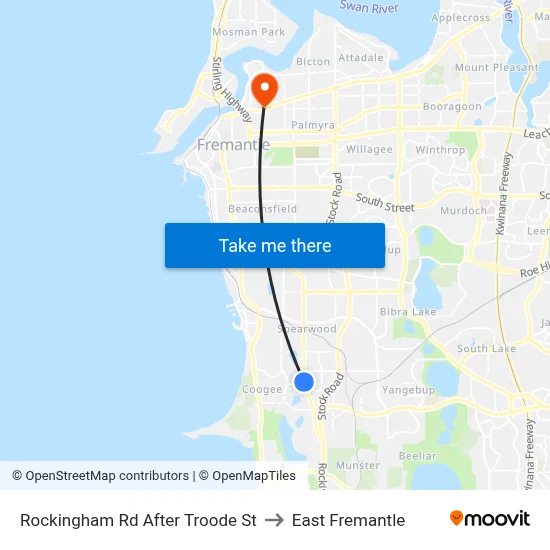 Rockingham Rd After Troode St to East Fremantle map