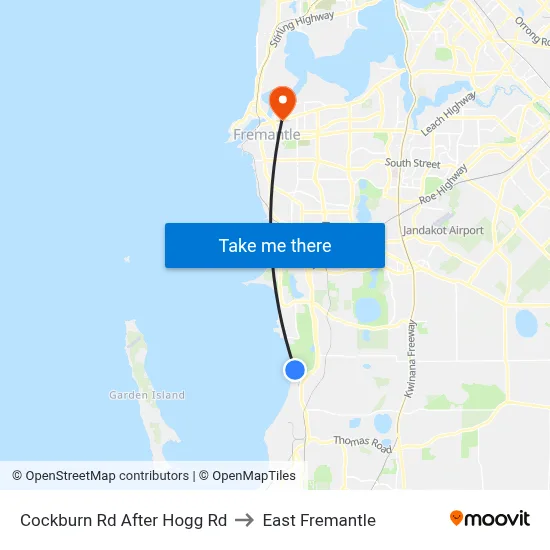 Cockburn Rd After Hogg Rd to East Fremantle map