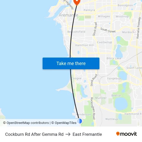 Cockburn Rd After Gemma Rd to East Fremantle map