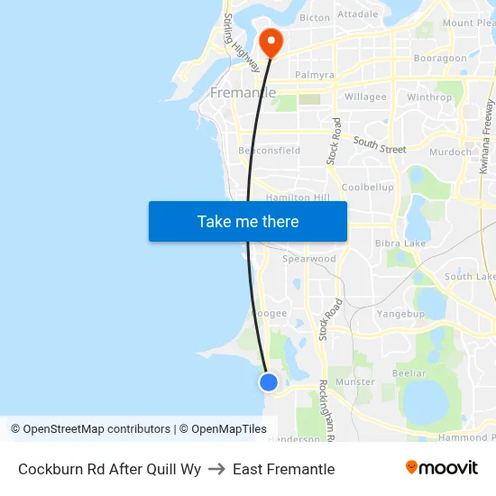 Cockburn Rd After Quill Wy to East Fremantle map