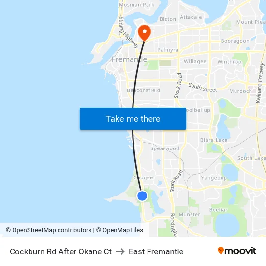 Cockburn Rd After Okane Ct to East Fremantle map