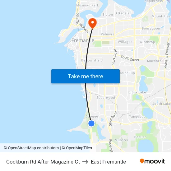 Cockburn Rd After Magazine Ct to East Fremantle map