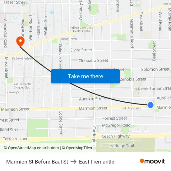Marmion St Before Baal St to East Fremantle map