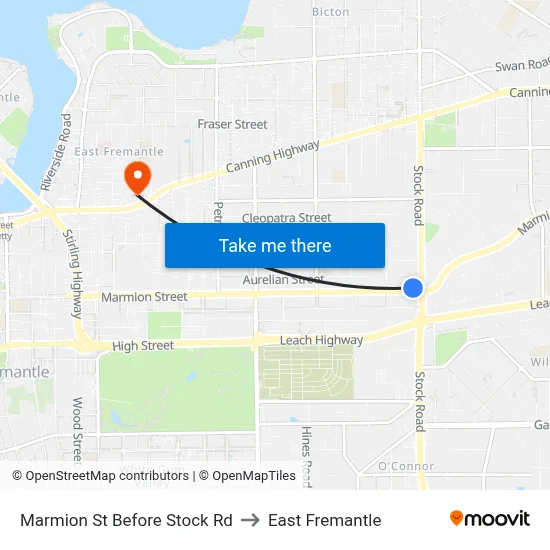 Marmion St Before Stock Rd to East Fremantle map
