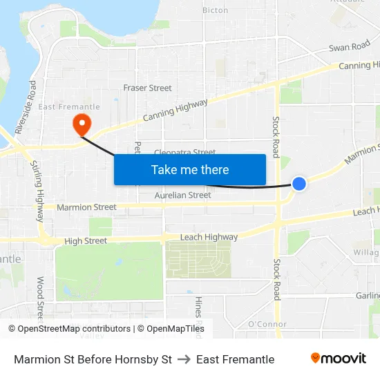 Marmion St Before Hornsby St to East Fremantle map