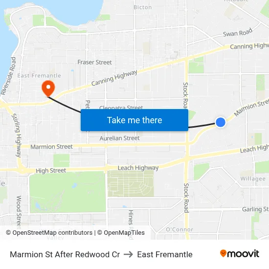 Marmion St After Redwood Cr to East Fremantle map