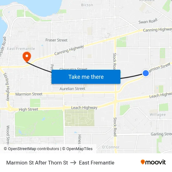 Marmion St After Thorn St to East Fremantle map