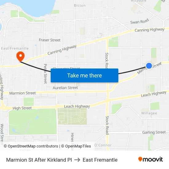 Marmion St After Kirkland Pl to East Fremantle map