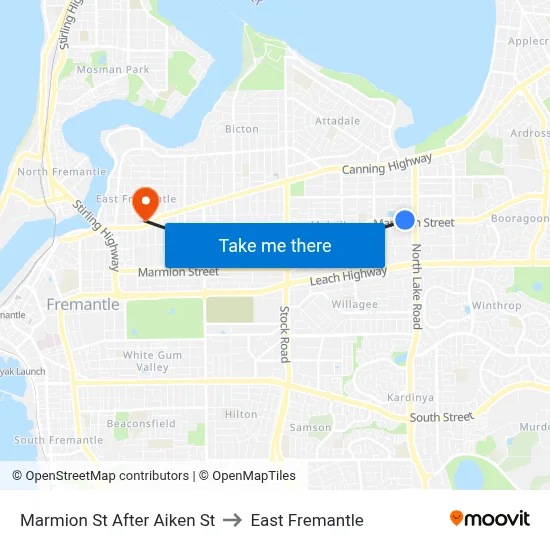 Marmion St After Aiken St to East Fremantle map